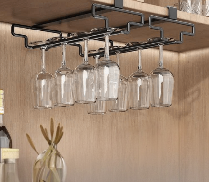 Cuisine Etageres WineGlass Support deux supports noir