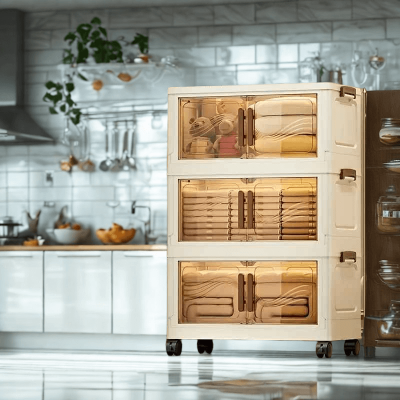Étagère cuisine sur pied trois niveaux transparent cuisine