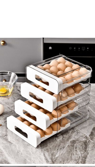 Rangement cuisine distributeur oeuf EggBox quatre blanc