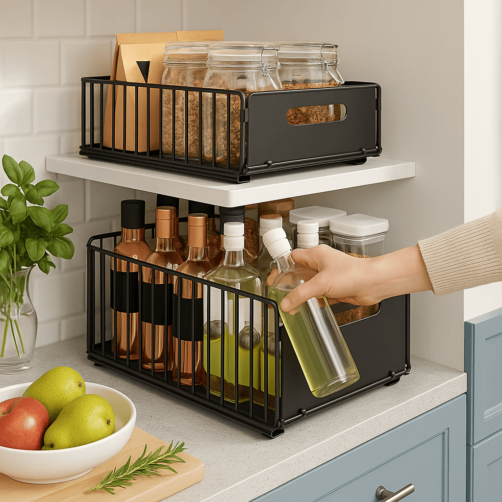 Etagere cuisine coulissante grandeur petit et large