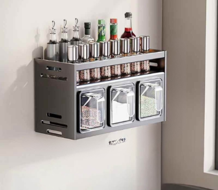 Etagere cuisine deux niveaux trois boites 