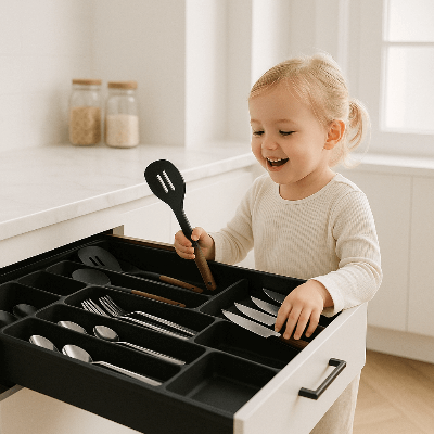 Range couvert avec enfant