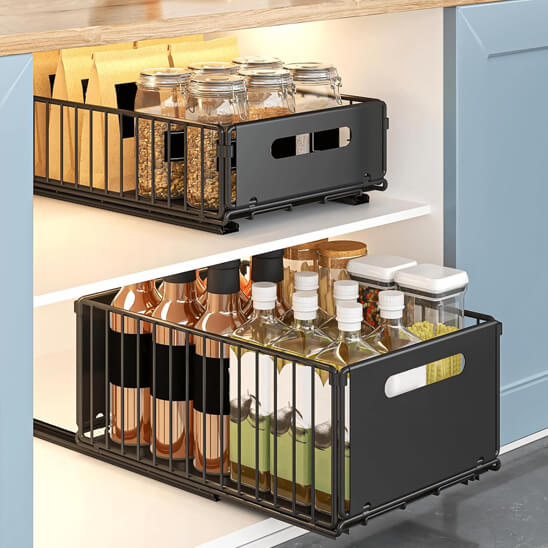 etagere cuisine coulissante un petit et un large