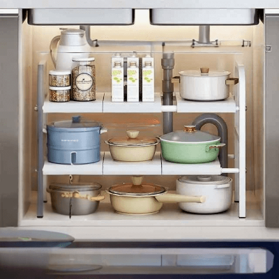 Étagère cuisine deux niveaux blanc